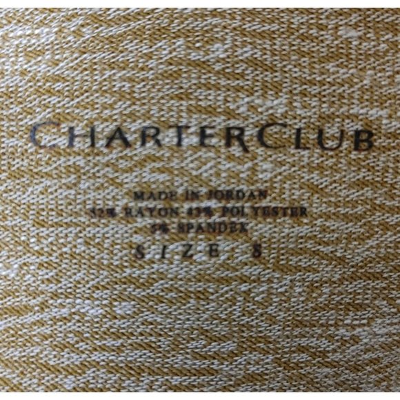 CHARTER CLUB Women 8 White Tan Marled Knit Long Rolled Sleeve Open Front Sweater - Picture 3 of 3